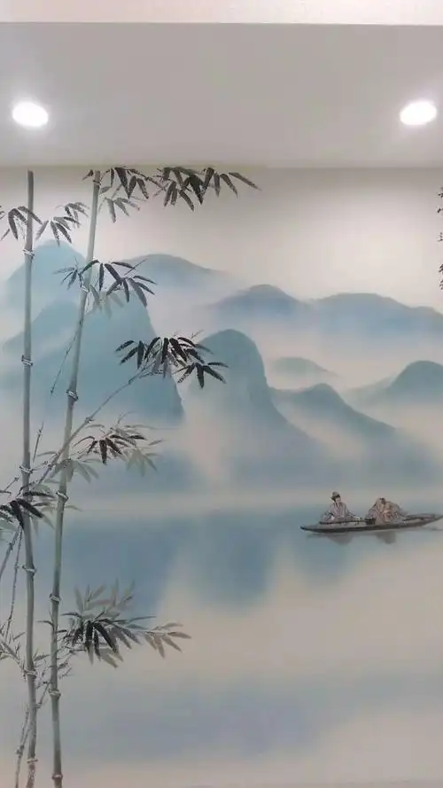 2019年李广深中国画山水手绘墙绘作品欣赏