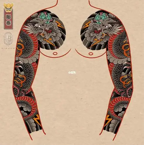 闪电,跑跑云,龙珠@彫泰#日式老传统纹身  #纹身  #龙  #花臂纹身