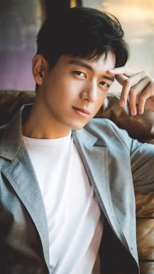 李现灰色西服帅气写真手机壁纸