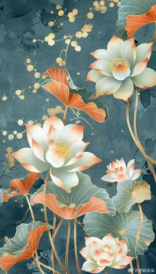 荷塘悦色 精美水珠荷花花壁纸