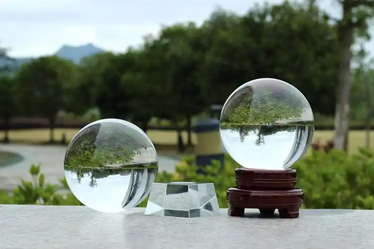 黄白水晶球摆件透明圆球人造黄色水晶玻璃球装饰品客厅办公桌家居 20