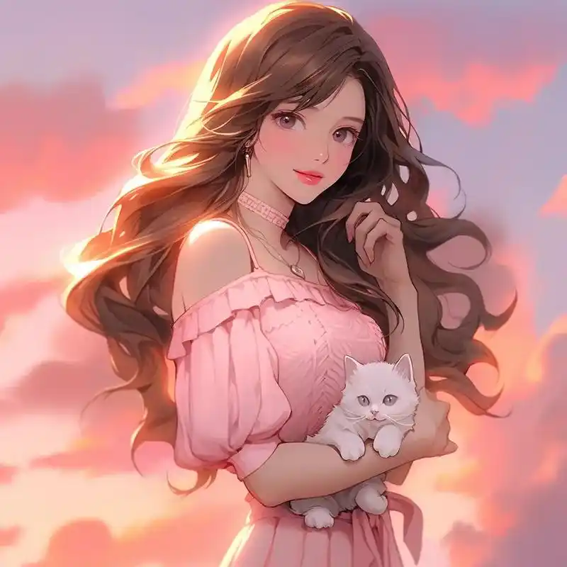 喜欢这种长头发带波浪卷.#ai#女生头像 #优质头像 #动漫 - 抖音