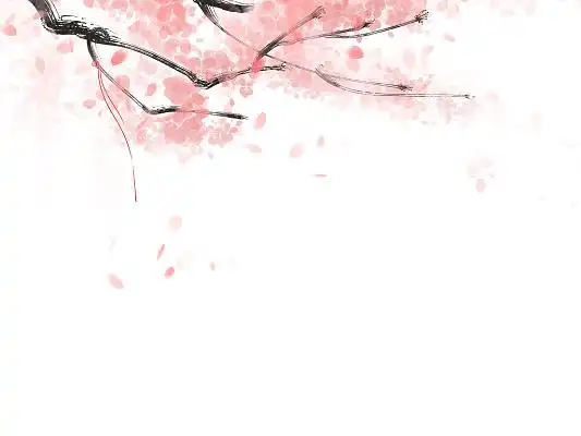 粉色手绘古风中国风水墨风桃花元素png素材