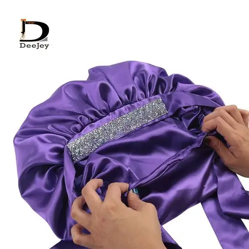 国际站热卖色丁软布睡帽浴帽假发头巾定制logo睡帽