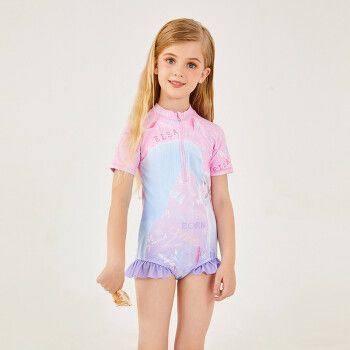 迪士尼disney儿童泳衣女童冰雪奇缘连体花边三角泳衣sp210411粉红色