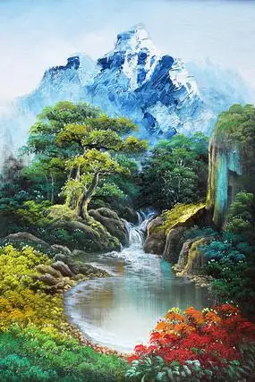 竖版高山流水装饰画图片10张
