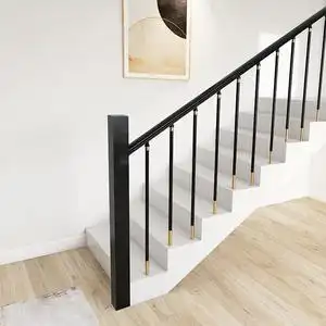 奇步轻奢楼梯实木扶手护栏欧式简约现代铝镁立柱网红款栏杆室内