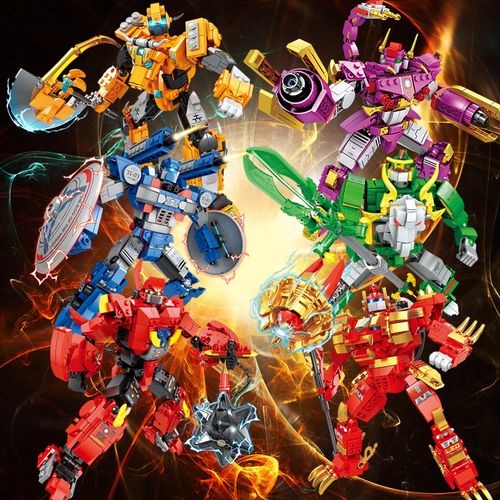 中国积木十二星座斗士机甲战士变形机器人儿童益智拼装男孩子玩具