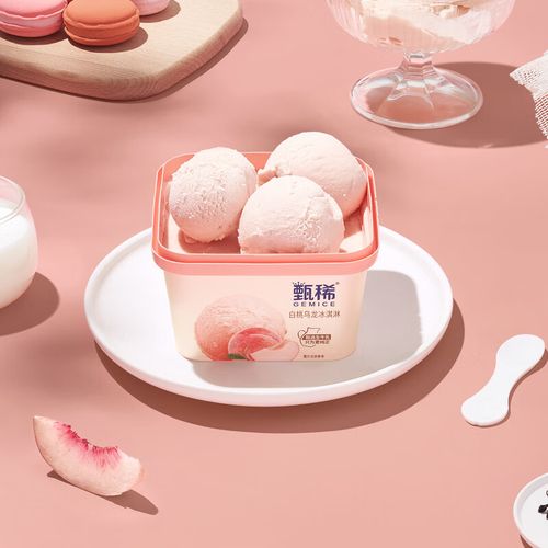 伊利甄稀白桃乌龙口味冰淇淋270g*1杯 鲜奶冰淇淋冷饮