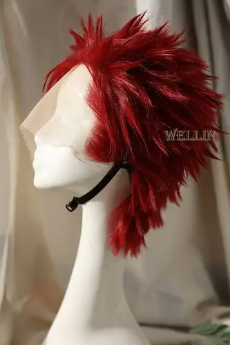 摄影:我 ——#cos假发造型#手勾前额蕾丝假发,头套,红色,刺头,刺猬头