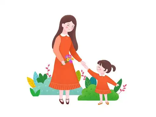 妈妈和孩子牵手母亲节牵手亲子主题png素材