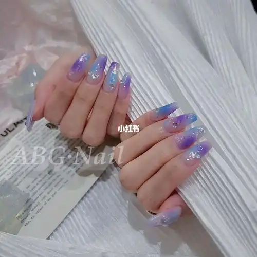 蓝紫色梦幻风美甲夏日仙气系列