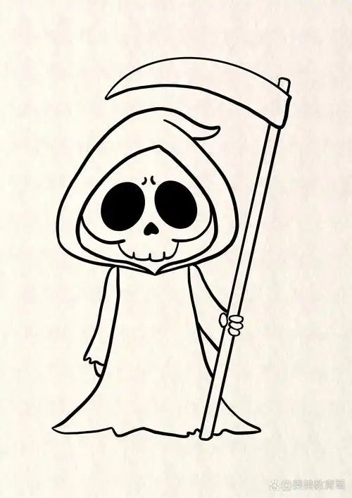 简笔画12/100天|q版鬼怪|斗篷骷髅