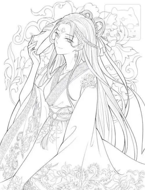 高能多图!古风汉服人物手绘线稿