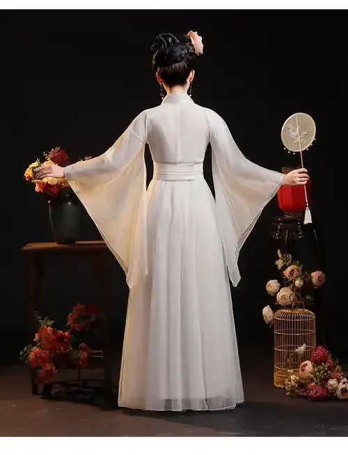 汉服女古装白色飘逸仙气襦裙原创中国风古风演出服交领齐腰 仙女白 m