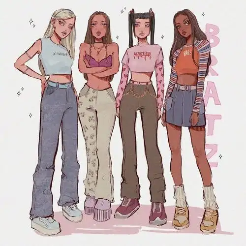 时尚穿搭的少女角色 动漫插画参考 _pizzabacon