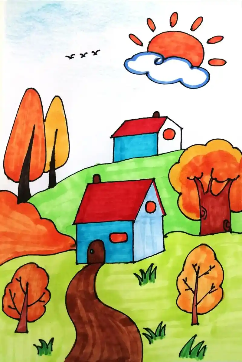 画画 #简笔画 #秋天 #秋天绘画 #儿童画 - 抖音