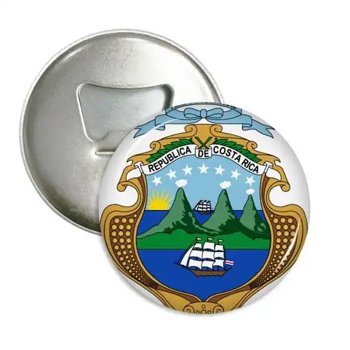 哥斯达黎加国徽标志符号图案 圆形开瓶器冰箱贴厨房装饰瓶起子礼物3件