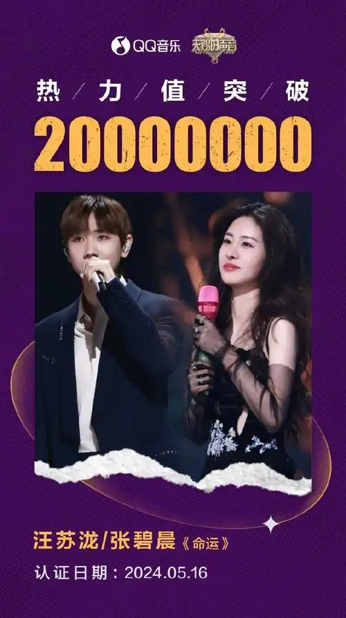 浙江卫视天赐的声音今日歌曲热力值速递94@汪苏泷@张碧晨走心对唱