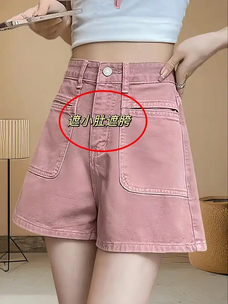 高腰显瘦,粉色少女风短裤