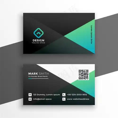 几何典雅的绿松石色名片设计eps,ai矢量模版下载