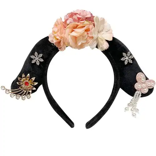 8贵人旗头发箍女洗脸宫廷风清朝格格娘娘贵妃头箍古代发卡头饰