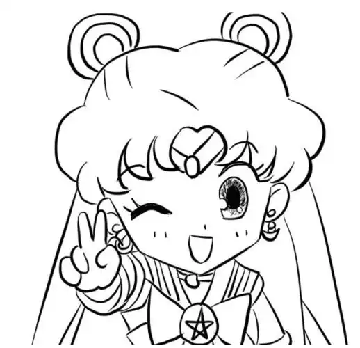 黑白线稿q版小可爱动漫线稿素材