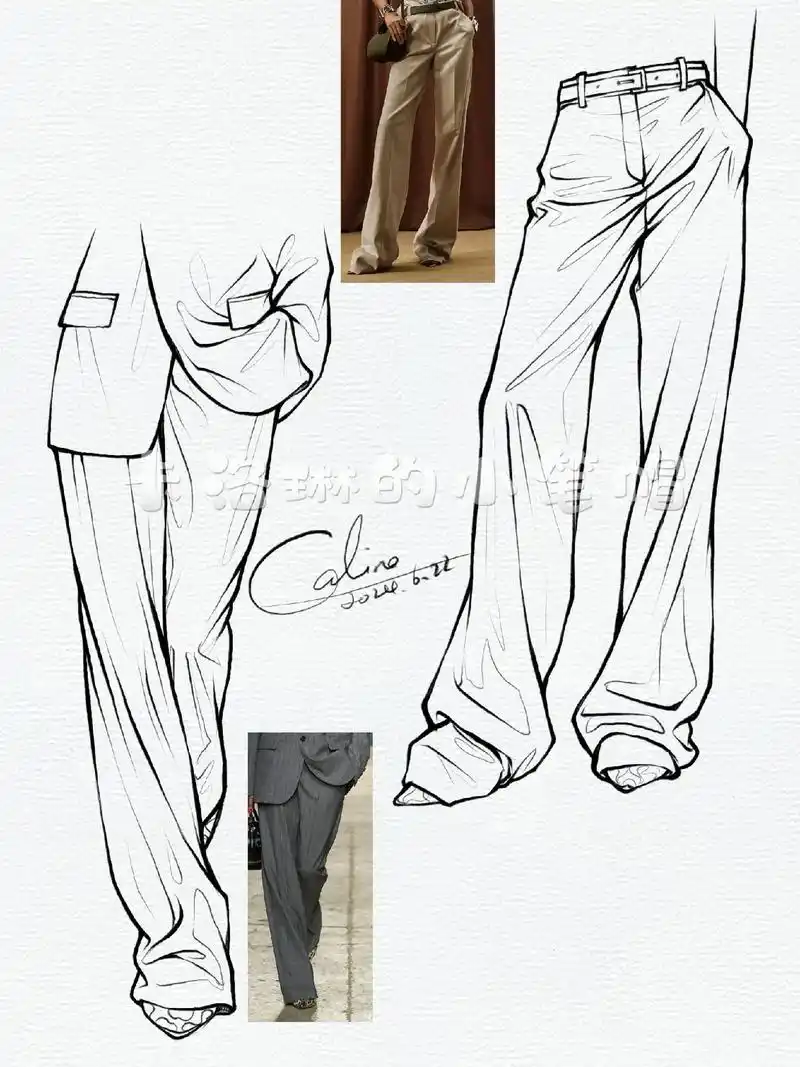 裤子褶皱画法/西装裤含步骤图
