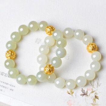 qszb轻奢黄金转运珠手链女男士3硬足金999和田玉手串男送妈妈本命 q