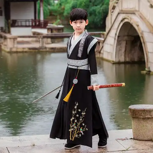 儿童古装男童汉服帅气中国国风小男孩少爷学生唐装