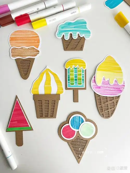 变废为宝创意手工|纸皮画拼贴多彩冰淇淋🍦