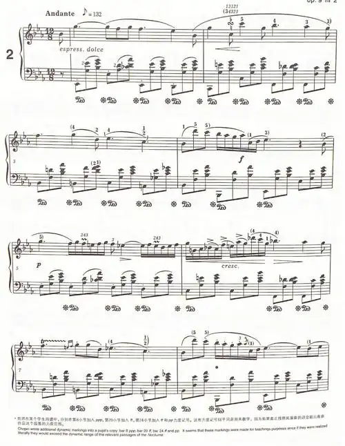 钢琴谱肖邦降e大调夜曲