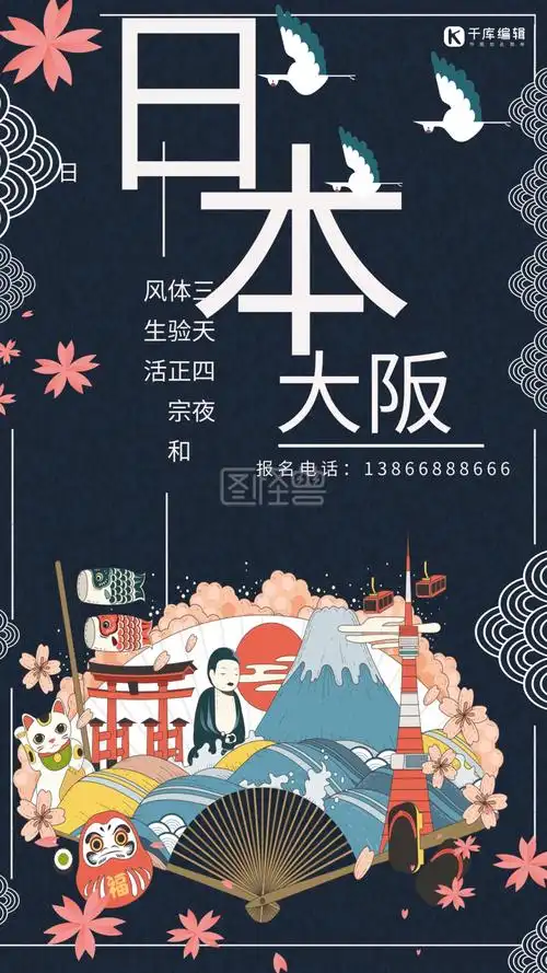 日本大阪旅游漫画宣传海报