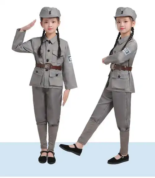 红军演出服小八路军衣服儿童解放服装新四军套装女儿童演出服表演服