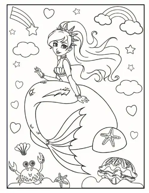 美人鱼涂色素材来了