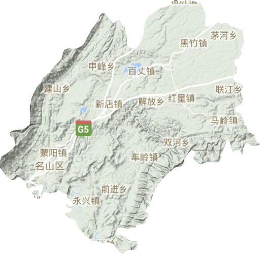 名山区高清地形地图