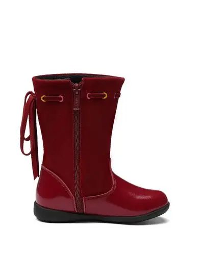 女童红色牛皮时尚休闲靴子