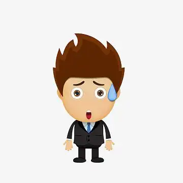 卡通张大嘴巴额头挂汗的西装男子