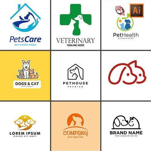 小狗小猫宠物店宠物医院logo创意标志图标ai矢量设计素材