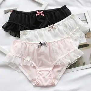 黑色内裤女纯棉裆少女日系蕾丝可爱小清新韩版学生女生透气三角裤