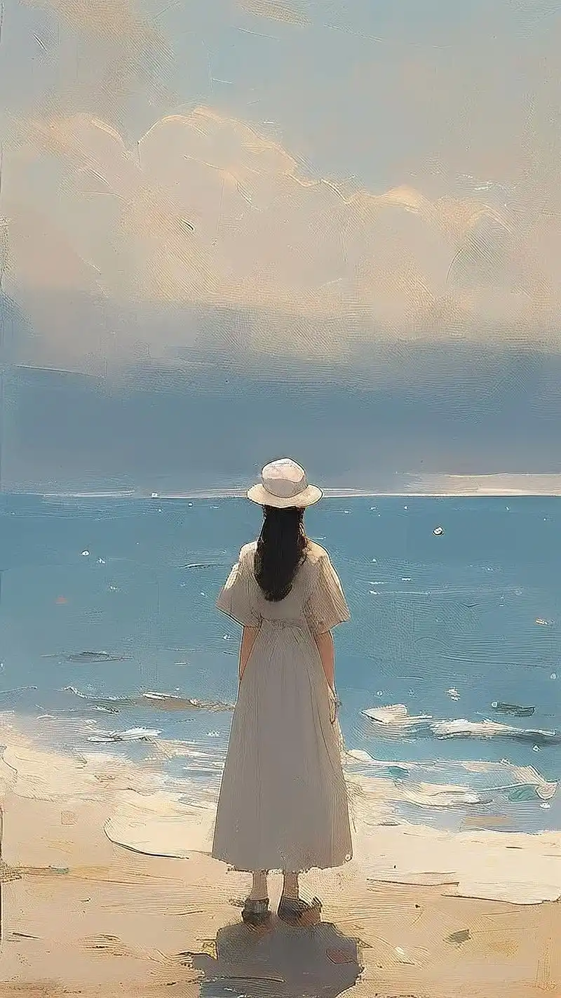 海边壁纸🌊,女生唯美看海👀