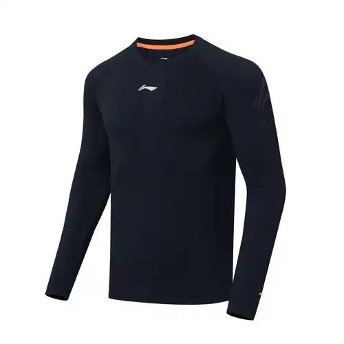 李宁长袖跑步t恤男士2022新款跑步系列男装圆领冬季针织运动服