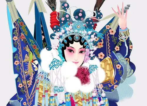 插画京剧人物 国粹京剧人物 中国元素 插画武旦 卡通京剧人物 旦角