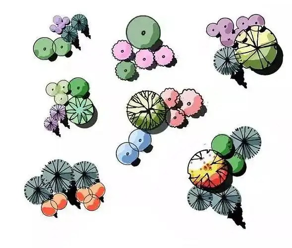 景观设计考研快题手绘/平面图手绘/植物配置组合形式