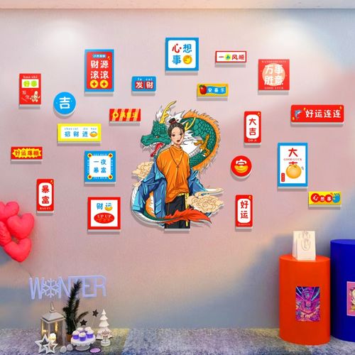 国潮网红打卡背景墙饭店烧烤串餐饮酒吧墙面装饰场景布置墙贴挂画