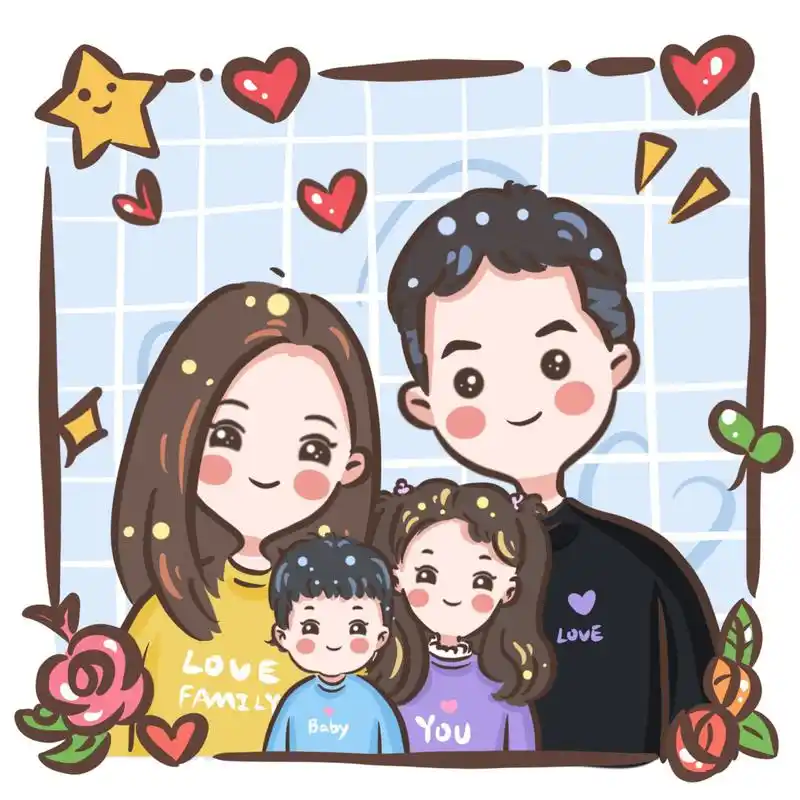 可可爱爱小头像,全家福,幸福的一家四口98699969976996