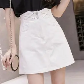 白色牛仔半身裙2021年新款春秋韩版高腰修身显瘦小个子a字短裙潮