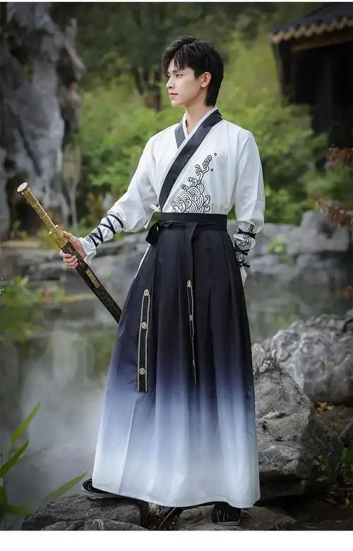 汉服男中国风古风武侠剑客男士大码公子学生班服套装秋冬古装衣服两岸