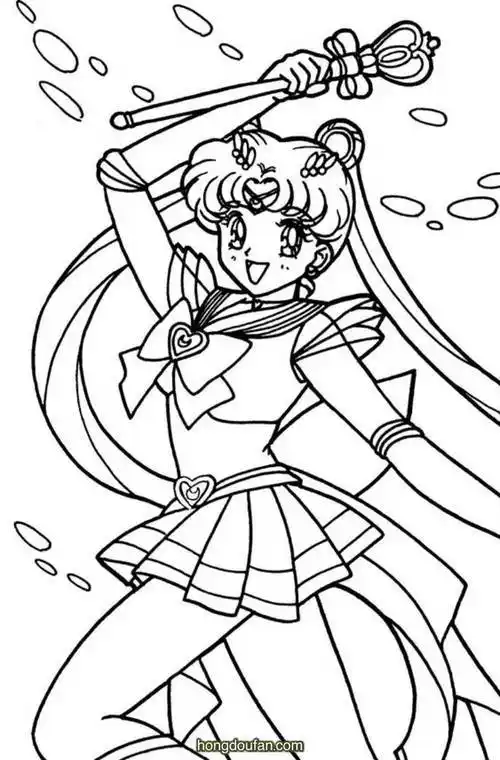 简笔画大全6张美少女月野兔卡通涂色图片下载-红豆饭小学生简笔画大全