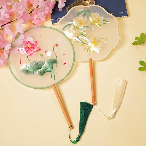 古风扇子中式新中式古装旗袍双面国风刺绣女童扇子
